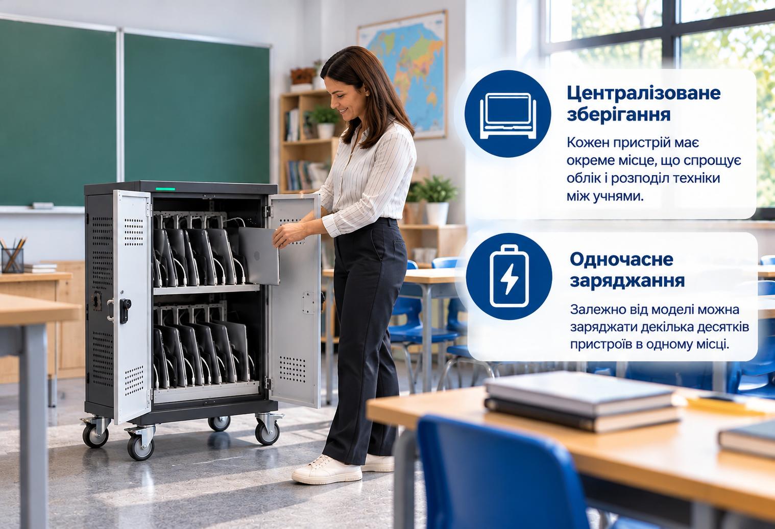 мобільна зарядна шафа для ноутбуків